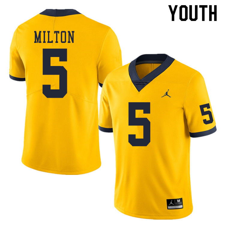 Youth #5 Joe Milton Michigan Wolverines College Football Jerseys Sale-Yellow